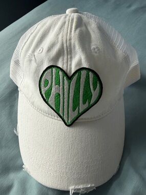 White Baseball Cap with Green Heart Patch